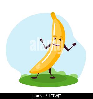 Funny banana character. Vector illustration in cartoon style for children. Stock Vector