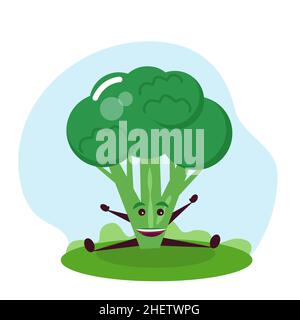Funny broccoli character. Vector illustration in cartoon style for children. Stock Vector