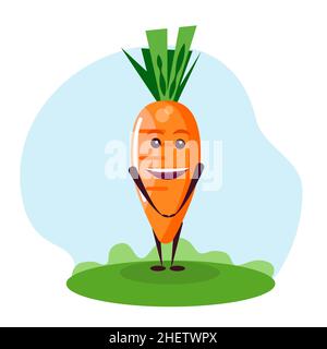Funny carrot character. Vector illustration in cartoon style for children. Stock Vector