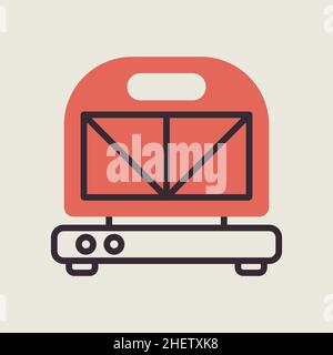 Kitchen sandwich maker vector color flat icon. Electric kitchen appliance. Graph symbol for cooking web site design, logo, app, UI Stock Vector