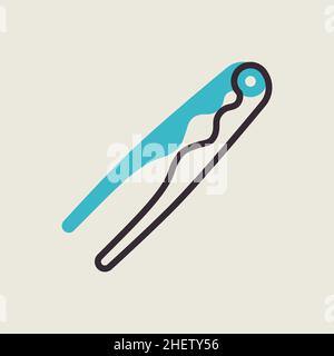 Nutcracker pliers vector color flat icon. Kitchen appliances. Graph symbol for cooking web site design, logo, app, UI Stock Vector