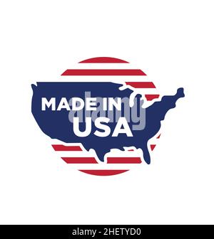 made in america usa symbol logo label red blue white vector isolated on white bakground Stock Vector