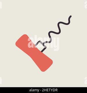 Corkscrew vector color flat icon. Kitchen appliances. Graph symbol for cooking web site design, logo, app, UI Stock Vector