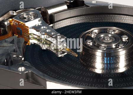 hard drive with binary codes on the disk Stock Photo - Alamy