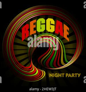 Abstract Reggae night party banner or flyer template with round tape. Vector graphics Stock Vector