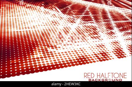 Red abstract dotted background with halftone effect. Vector graphic pattern Stock Vector
