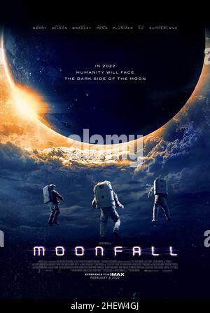 RELEASE DATE: February 4, 2022 TITLE: Moonfall STUDIO: Lionsgate DIRECTOR: Roland Emmerich PLOT: Moonfall, a mysterious force knocks the Moon from its orbit around Earth and sends it hurtling on a collision course with life as we know it. With mere weeks before impact and the world on the brink of annihilation, NASA executive and former astronaut Jo Fowler is convinced she has the key to saving us all. STARRING: Poster Art. (Credit Image: © Lionsgate/Entertainment Pictures)