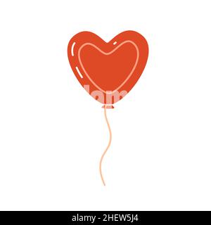 Red heart-shaped balloon. Vector flat illustration Stock Vector