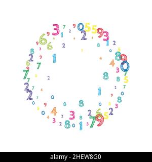 Falling colorful orderly numbers. Math study concept with flying digits. Bizarre back to school mathematics banner on white background. Falling number Stock Vector