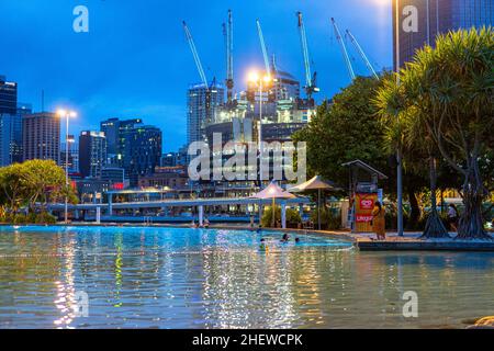 Streets Beach Lagoon, Southbank Parklands, Brisbane, Queensland, Australia Stock Photo