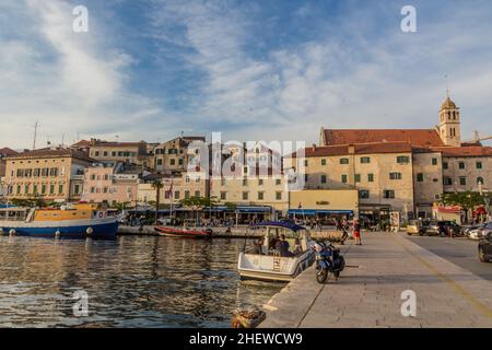 SIBENIK, CROATIA - MAY 25, 2019: Seaside promenade in Sibenik port, Croatia Stock Photo