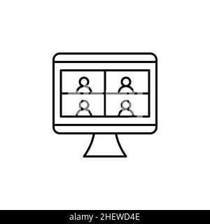 Remote work, remote learning or online video class with nine people flat vector icon for meeting apps and websites. Stock Vector