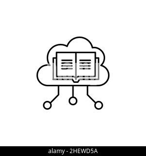 Cloud Library line icon, education and school, book with cloud sign vector graphics, a linear icon on a white background, eps 10 Stock Vector