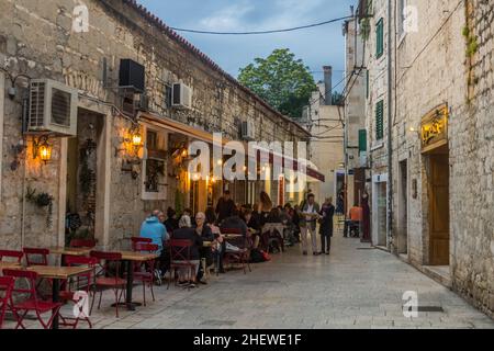 SPLIT, CROATIA - MAY 27, 2019: Open air restaurant in Split, Croatia Stock Photo