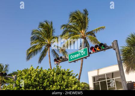 Street sign of famous street Ocean Drive in Miami South Beach Stock Photo