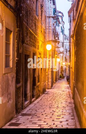 Evening view of an alley in Sibenik, Croatia Stock Photo