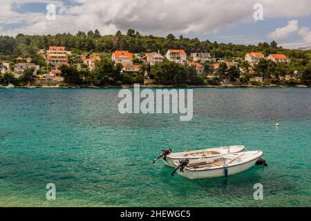 Boats in Lumbarda village on Korcula island, Croatia Stock Photo