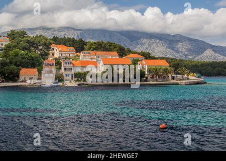 Boats in Lumbarda village on Korcula island, Croatia Stock Photo