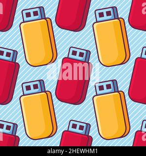 usb flash drive seamless pattern vector illustration Stock Vector