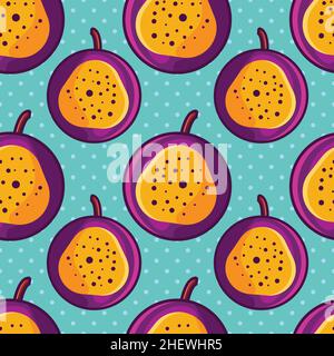 passion fruit seamless pattern vector illustration Stock Vector