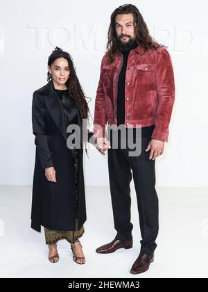 Hollywood, United States. 12th Jan, 2022. (FILE) Jason Momoa and Lisa Bonet Announce Split After Nearly 5 Years of Marriage. HOLLYWOOD, LOS ANGELES, CALIFORNIA, USA - FEBRUARY 07: American actress Lisa Bonet and husband/American actor Jason Momoa arrive at the Tom Ford: Autumn/Winter 2020 Fashion Show held at Milk Studios on February 7, 2020 in Hollywood, Los Angeles, California, United States. (Photo by Xavier Collin/Image Press Agency) Credit: Image Press Agency/Alamy Live News Stock Photo