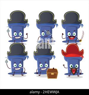 Blue push pin cartoon character are playing games with various cute ...