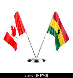 Two table flags isolated on white background 3d illustration, canada and ghana Stock Photo