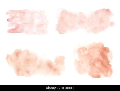 Orange watercolor shape brush set. Abstract texture hand-painted watercolor vector shape used as being background element for greeting card design, br Stock Vector