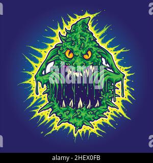 Ghost Cannabis Weed Monster Vector illustrations for your work Logo, mascot merchandise t-shirt, stickers and Label designs, poster Stock Vector