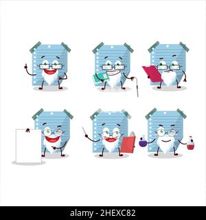Professor blue sticky notes academic cartoon character working on laboratory. Vector illustration Stock Vector