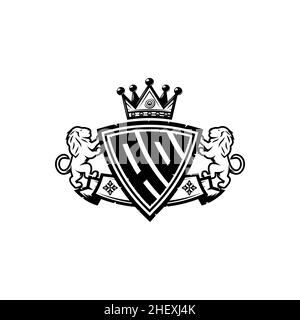 AO Monogram logo letter with Simple shield crown style design. Luxurious monogram, lion luxury logo, Stock Vector