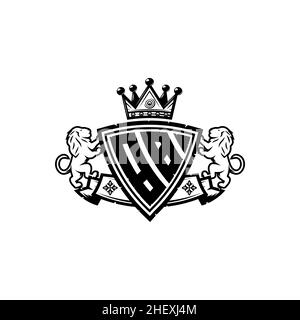 BB Monogram logo letter with Simple shield crown style design. Luxurious monogram, lion luxury logo, Stock Vector