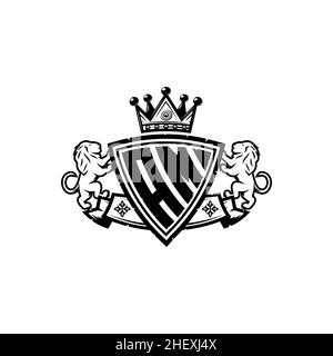 AM Monogram logo letter with Simple shield crown style design. Luxurious monogram, lion luxury logo, Stock Vector