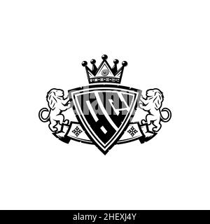BQ Monogram logo letter with Simple shield crown style design. Luxurious monogram, lion luxury logo, Stock Vector