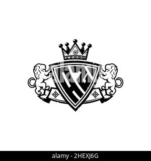 AZ Monogram logo letter with Simple shield crown style design. Luxurious monogram, lion luxury logo, Stock Vector