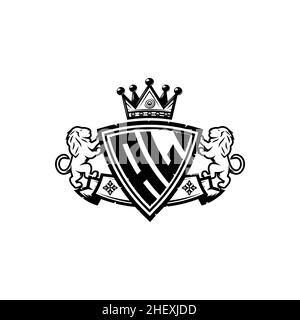 AL Monogram logo letter with Simple shield crown style design. Luxurious monogram, lion luxury logo, Stock Vector