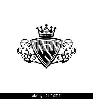 AD Monogram logo letter with Simple shield crown style design. Luxurious monogram, lion luxury logo, Stock Vector