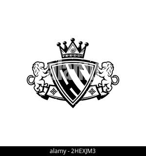AT Monogram logo letter with Simple shield crown style design. Luxurious monogram, lion luxury logo, Stock Vector