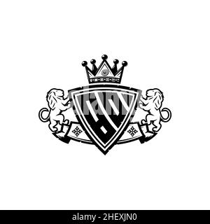BO Monogram logo letter with Simple shield crown style design. Luxurious monogram, lion luxury logo, Stock Vector