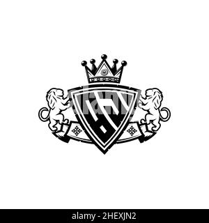 BJ Monogram logo letter with Simple shield crown style design. Luxurious monogram, lion luxury logo, Stock Vector