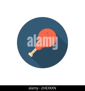 Drumstick icon, Vector flat long shadow design. EPS10 Stock Vector