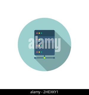 Data base flat icon with long shadow on blue circle background , vector illustration , eps10 Stock Vector