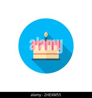 birthday cake icon, vector illustration. Flat design style with long shadow,eps10 Stock Vector