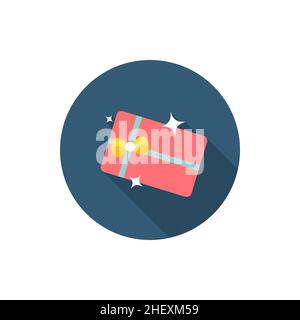 Gift Card icon, Vector flat long shadow design. EPS10 Stock Vector