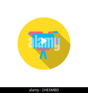 Video recorder icon , Vector flat long shadow design. Stock Vector