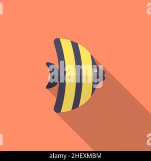 Angelfish icon, Vector flat long shadow design. EPS10 Stock Vector