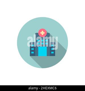 Hospital icon , Vector flat long shadow design. Stock Vector