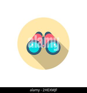 Binoculars flat icon with long shadow on color background , vector illustration , eps10 Stock Vector