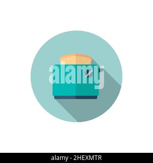Kitchenware grill toaster flat icon with long shadow,circle,eps10,interface,button Stock Vector