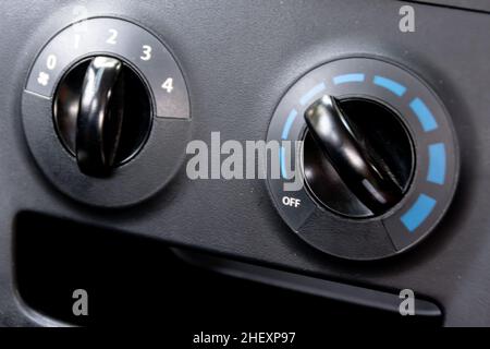 climate control knob of air condition and cooling system of modern car dashboard Stock Photo